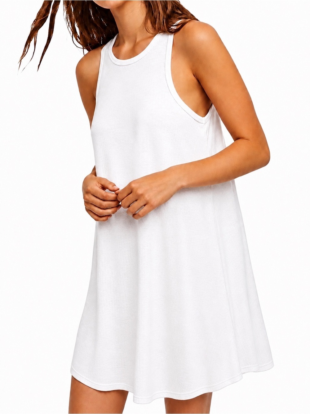 Free People La Nite ribbed swing mini dress, small